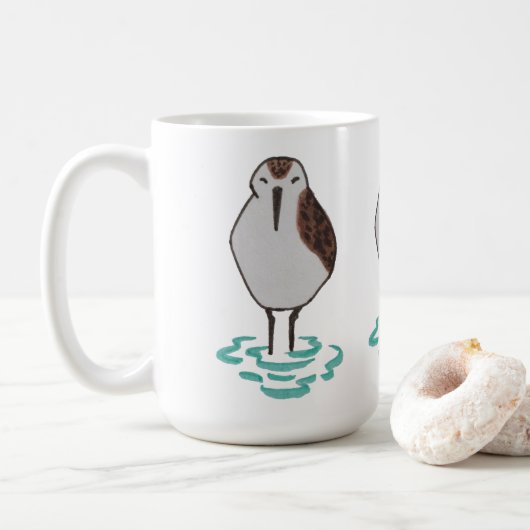 Niedlicher handgezeichnet Ozeanbird-Coast Sandpipe Kaffeetasse (Mit Donut)