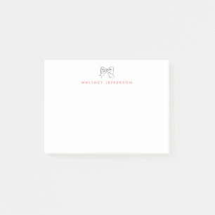 Niedlicher handgezeichneter Coquette Bow Pink Pers Post-it Klebezettel