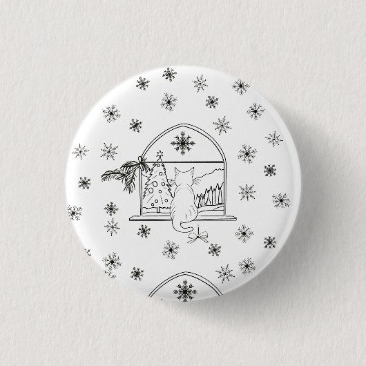 Niedlicher handgezeichneter Weihnachtsfeiertag Button (Vorderseite)