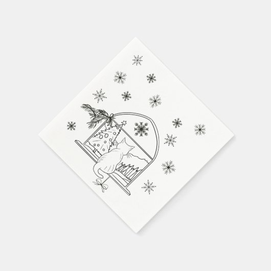 Niedlicher handgezeichneter Weihnachtsfeiertag Serviette (Ecke)