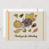 Niedlicher handgezogener Igel im Herbst mit Blätte Dankeskarte (Vorne/Hinten)