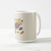 Niedlicher handgezogener Igel im Herbst mit Blätte Kaffeetasse (VorderseiteRechts)