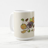 Niedlicher handgezogener Igel im Herbst mit Blätte Kaffeetasse (Vorderseite Links)