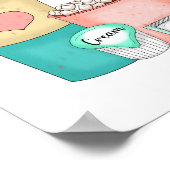 Niedlicher, handgezogener Kaffee und heißer Kakao Poster (Ecke)