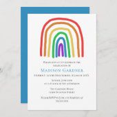 Niedlicher handgezogener Regenbogen Abschluss Einladung (Vorne/Hinten)