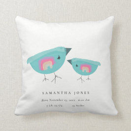 Niedlicher Handgezogener Regenbogen Blue Birdy Bab Kissen