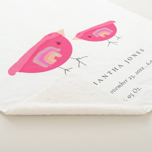 Niedlicher Handgezogener Regenbogen Pink Birdy Bab Sherpadecke (3/4)