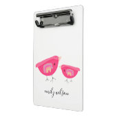 Niedlicher Handgezogener Regenbogen Pink Birdy Mot Mini Klemmbrett (Gewinkelt2)