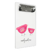 Niedlicher Handgezogener Regenbogen Pink Birdy Mot Mini Klemmbrett (Schrägansicht)