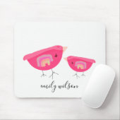 Niedlicher Handgezogener Regenbogen Pink Birdy Mot Mousepad (Mit Mouse)