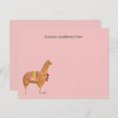 Niedlicher handIllustrierter Llama Alpaca Personal Mitteilungskarte (Vorne/Hinten)