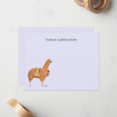 Niedlicher handIllustrierter Llama Alpaca Personal Mitteilungskarte (Vorderseite/Rückseite Beispiel)