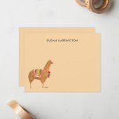 Niedlicher handIllustrierter Llama Alpaca Personal Mitteilungskarte (Vorderseite/Rückseite Beispiel)