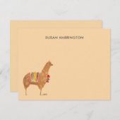 Niedlicher handIllustrierter Llama Alpaca Personal Mitteilungskarte (Vorne/Hinten)