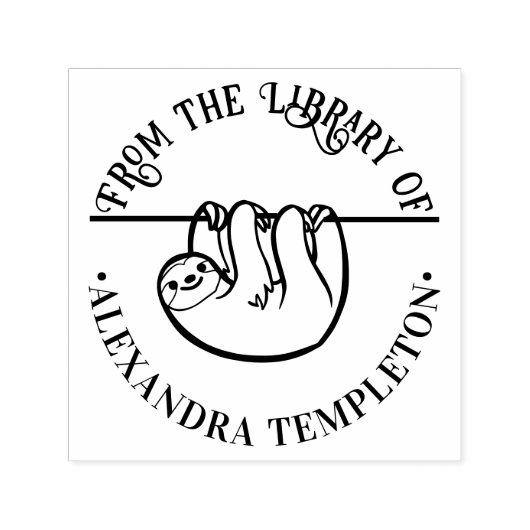 Niedlicher Hanging Sloth "From the Library" Buchna Permastempel (Design)