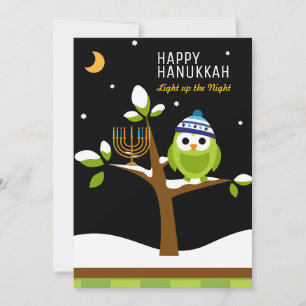 Niedlicher Hanukkah-Schneebaum und Menorah Feiertagskarte