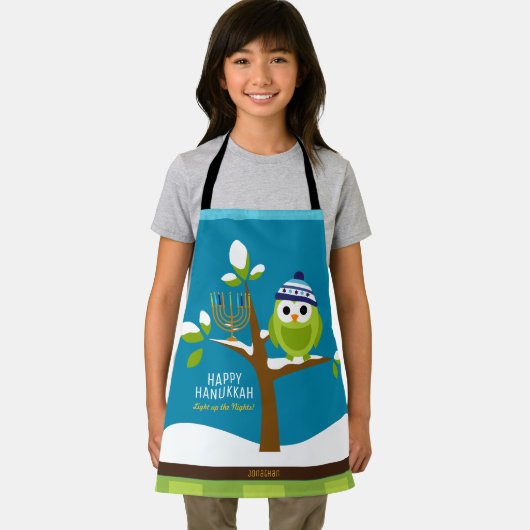 Niedlicher Hanukkah-Schneebaum und Menorah Schneeb Schürze (Insitu)