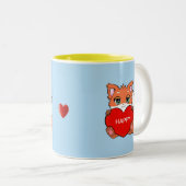 Niedlicher Happy Baby Fox mit Herz-Zwei-Ton-Kaffee Zweifarbige Tasse (VorderseiteRechts)