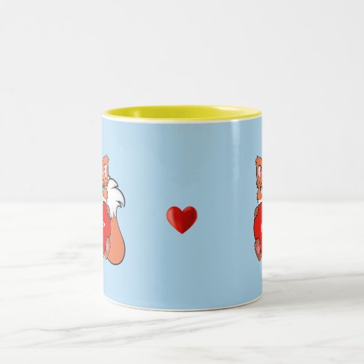 Niedlicher Happy Baby Fox mit Herz-Zwei-Ton-Kaffee Zweifarbige Tasse (Mittel)