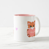 Niedlicher Happy Baby Fox mit rosafarbenem Herzen Zweifarbige Tasse (VorderseiteRechts)