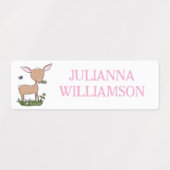 Niedlicher Happy Baby Reh Cartoon personalisiert Etiketten (Design 1)