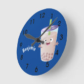 Niedlicher Happy Buba-Cartoon Runde Wanduhr (Winkel)