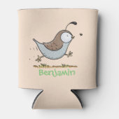 Niedlicher Happy Californian Wachteln Cartoon Illu Dosenkühler (Vorderseite)