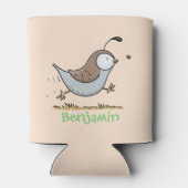 Niedlicher Happy Californian Wachteln Cartoon Illu Dosenkühler (Rückseite)