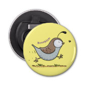 Niedlicher Happy Californian Wachteln Cartoon Illu Flaschenöffner (Vorderseite)