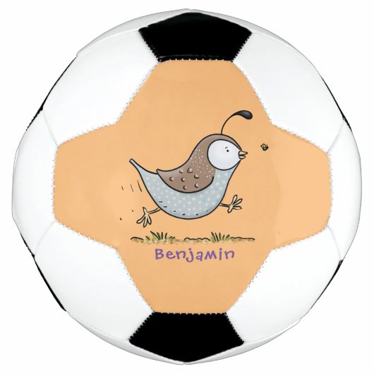 Niedlicher Happy Californian Wachteln Cartoon Illu Fußball (Vorderseite)