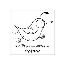 Niedlicher Happy Californian Wachteln Cartoon Illu Gummistempel