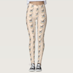 Niedlicher Happy Californian Wachteln Cartoon Illu Leggings