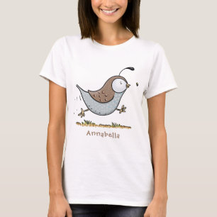 Niedlicher Happy Californian Wachteln Cartoon Illu T-Shirt