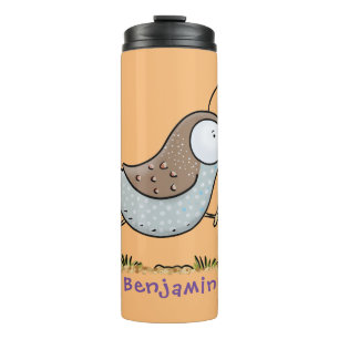 Niedlicher Happy Californian Wachteln Cartoon Illu Thermosbecher