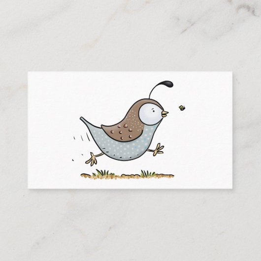 Niedlicher Happy Californian Wachteln Cartoon Illu Visitenkarte (Rückseite)