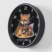 Niedlicher Happy Camper Fux Text hinzufügen Uhr (Winkel)