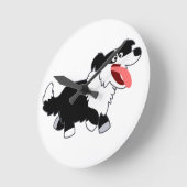 Niedlicher Happy Cartoon Border Collie Wall Uhr (Winkel)