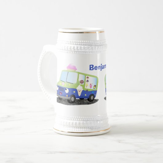 Niedlicher Happy Eis LKW Cartoon Bierglas (Vorderseite Links)