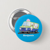 Niedlicher Happy Eis LKW Cartoon Button (Vorne & Hinten)