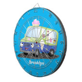 Niedlicher Happy Eis LKW Cartoon Dartscheibe (Vorderseite rechts)