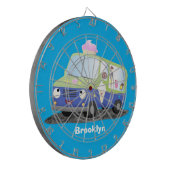 Niedlicher Happy Eis LKW Cartoon Dartscheibe (Vorderseite Links)