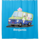 Niedlicher Happy Eis LKW Cartoon Duschvorhang (Vorderseite)