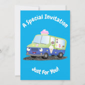 Niedlicher Happy Eis LKW Cartoon Einladung (Rückseite)