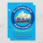 Niedlicher Happy Eis LKW Cartoon Einladung (Vorne/Hinten)