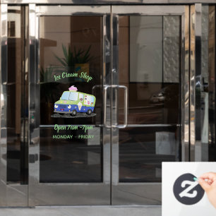 Niedlicher Happy Eis LKW Cartoon Fensteraufkleber