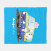 Niedlicher Happy Eis LKW Cartoon Fleecedecke (Vorderseite (Horizontal))