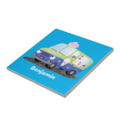 Niedlicher Happy Eis LKW Cartoon Fliese (Seite)
