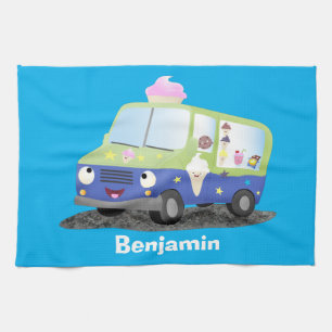 Niedlicher Happy Eis LKW Cartoon Geschirrtuch