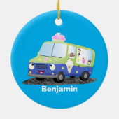 Niedlicher Happy Eis LKW Cartoon Keramik Ornament (Hinten)