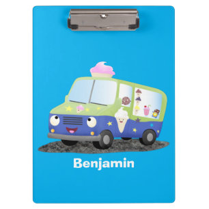 Niedlicher Happy Eis LKW Cartoon Klemmbrett